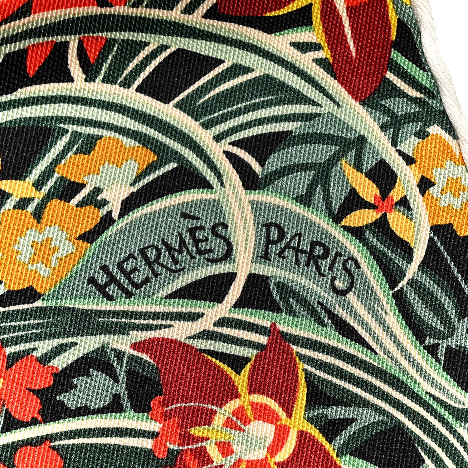 Hermes Silk Tyger Tyger Scarf 70 Black Beige Corail 5 of 6