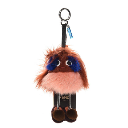 Fendi Mink Fox Fur Dad Wonders Bag Charm Peach Pink Rust 1 of 5