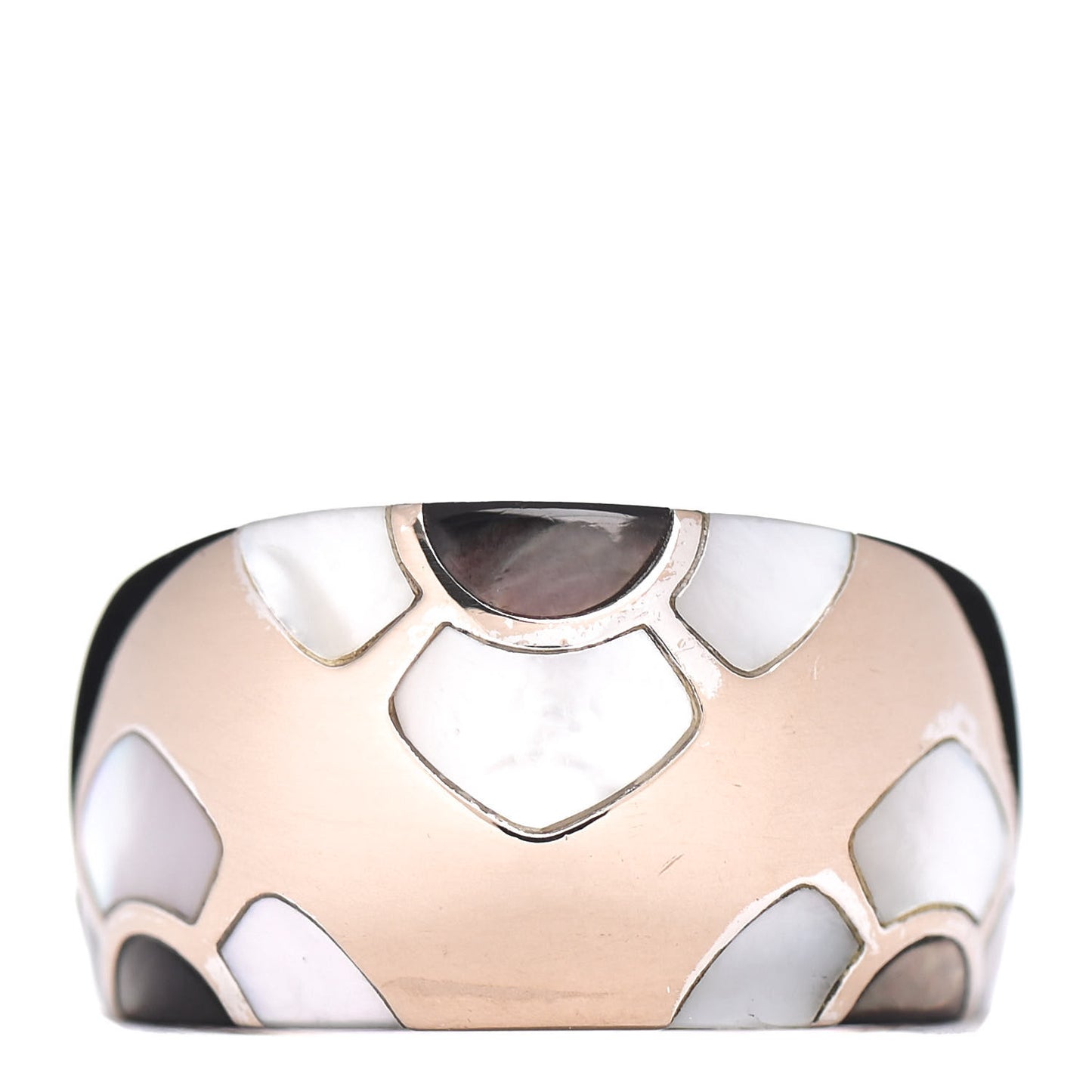 18K White Gold Mother of Pearl Marqueterie Ring 53 6.5