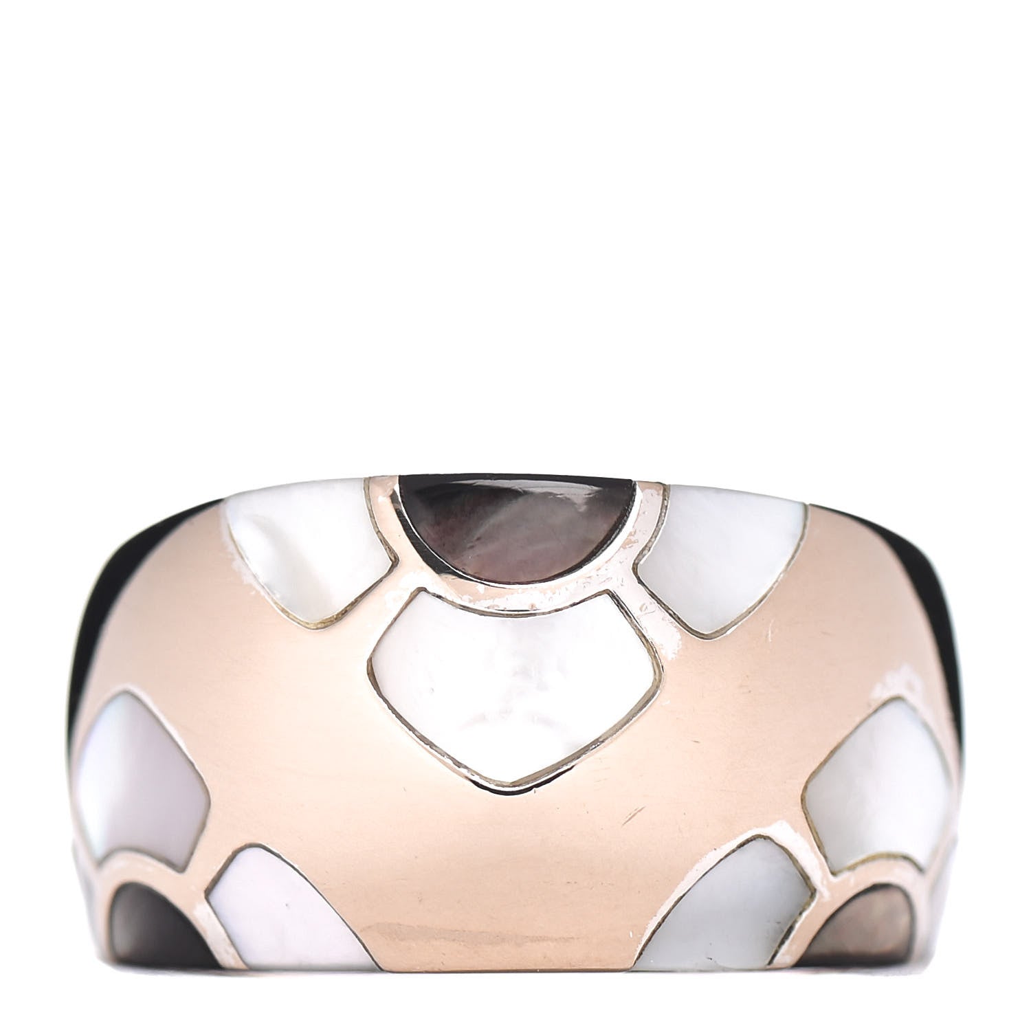 Van Cleef & Arpels 18K White Gold Mother of Pearl Marqueterie Ring 53 6.5 1 of 5