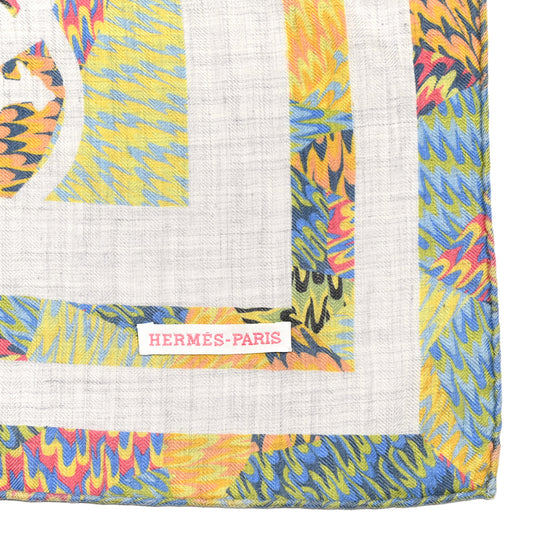 Silk Cashmere Ex-Libris Marble Scarf 90 Gris Chine Multicolor