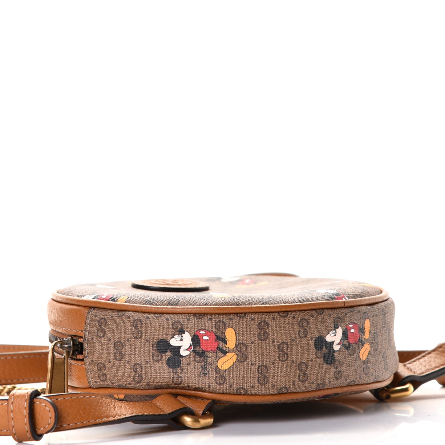 X DISNEY Mini Vintage GG Supreme Monogram Mickey Mouse Round Backpack Beige Vintage Sun Oil