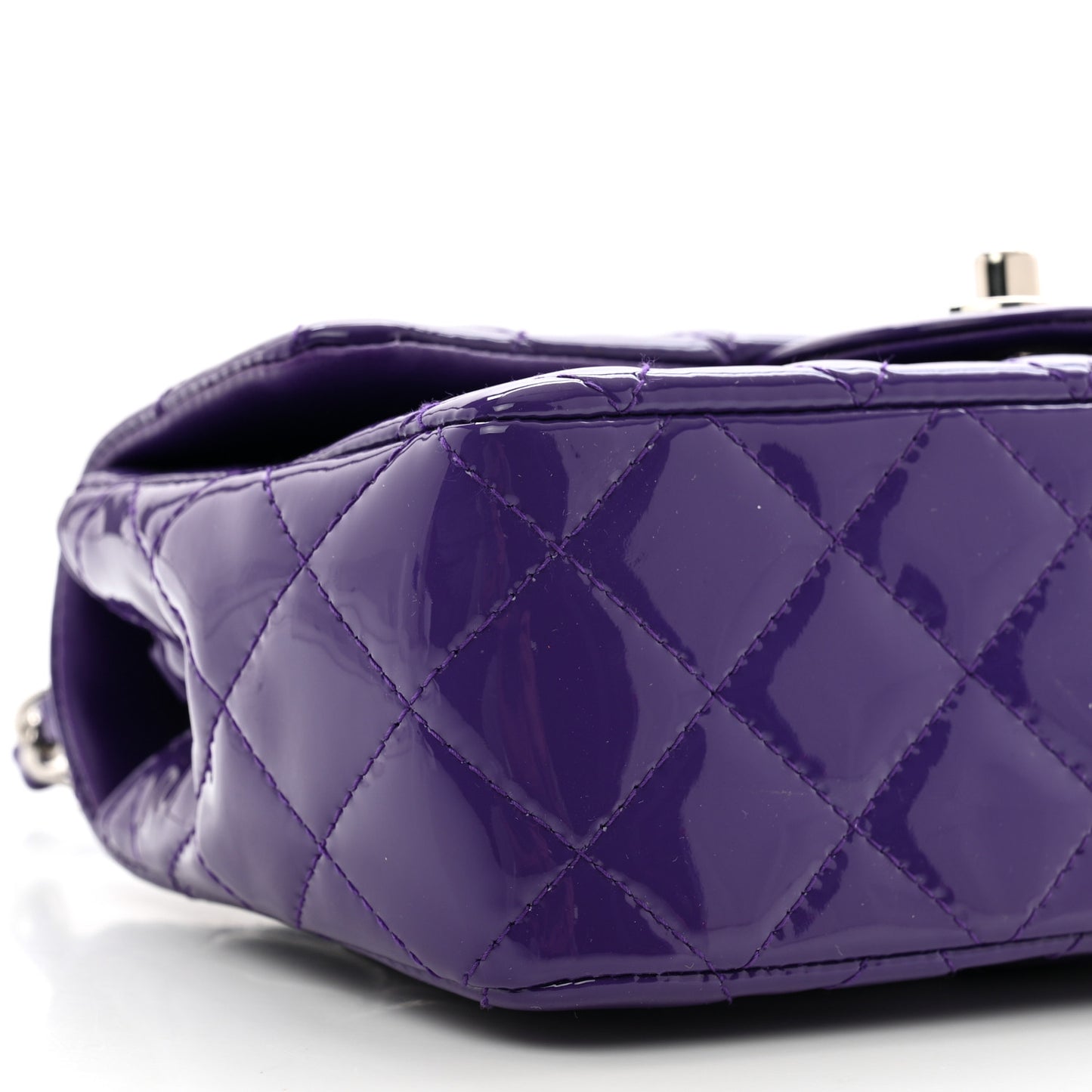 Patent Quilted Mini Rectangular Flap Purple