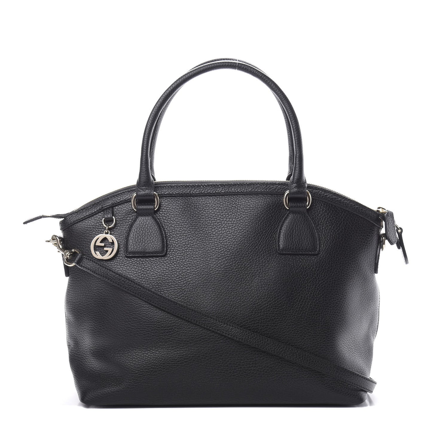 Dollar Calfskin GG Charm Dome Satchel Black