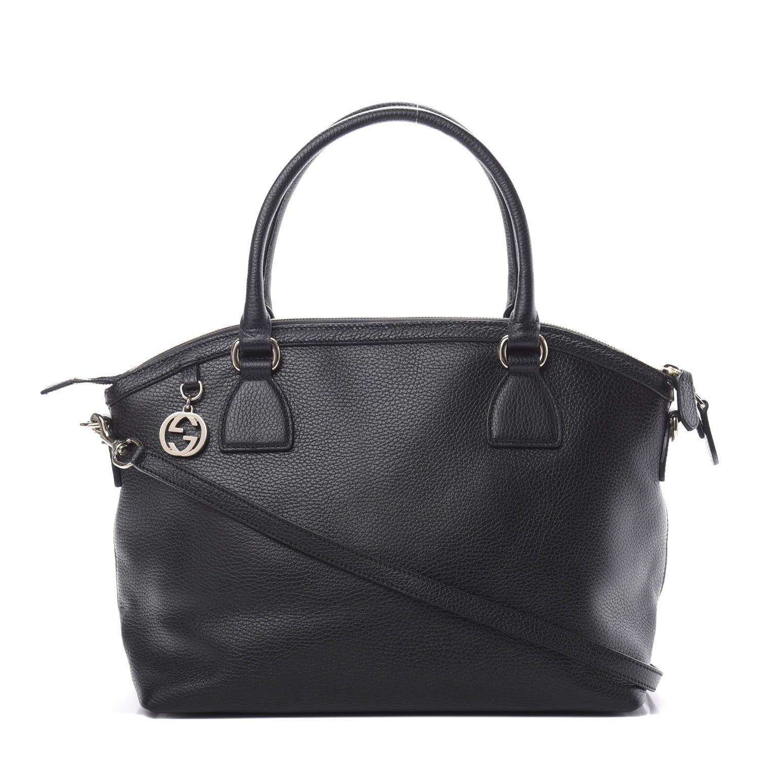 Gucci Dollar Calfskin GG Charm Dome Satchel Black 1 of 11