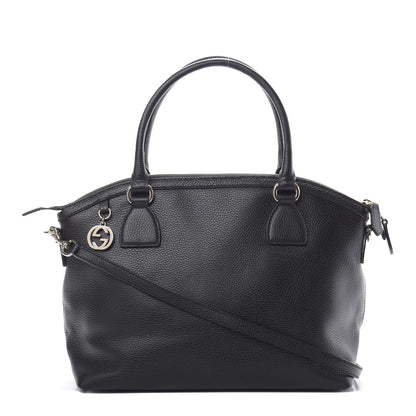 Gucci Dollar Calfskin GG Charm Dome Satchel Black 1 of 11