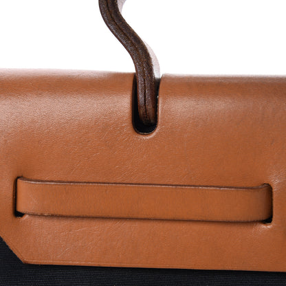Hermes Toile Vache Calfskin Herbag PM 30 Black Natural 19 of 23