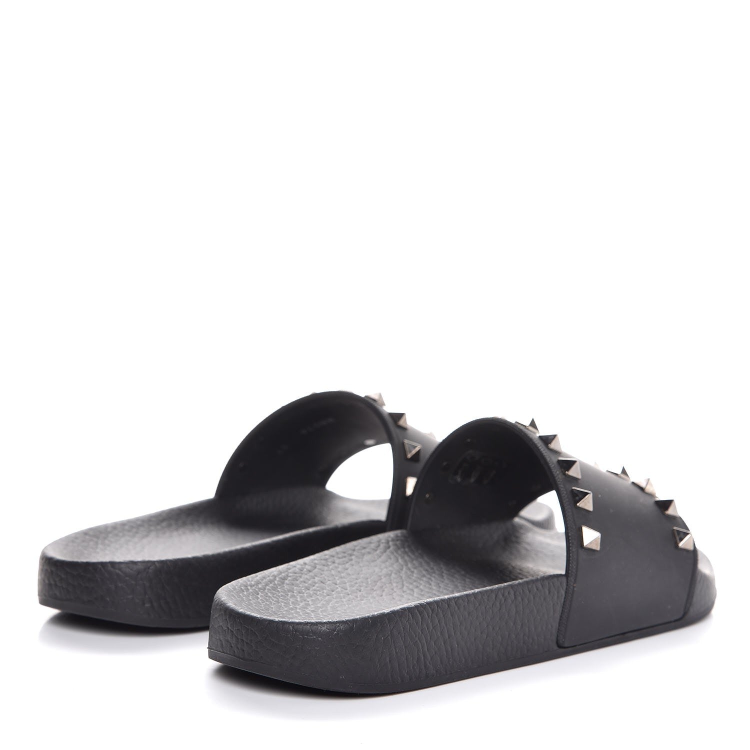 Valentino Garavani Rubber Rockstud Slide Sandals 37 Black 4 of 10