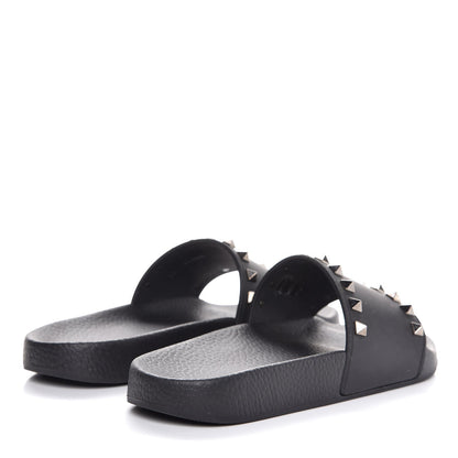 Valentino Garavani Rubber Rockstud Slide Sandals 37 Black 4 of 10