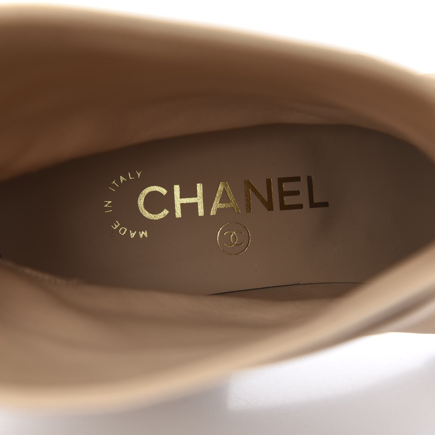 Chanel Lambskin Logo Cap Toe Short Boots 37.5 Beige Black 8 of 10