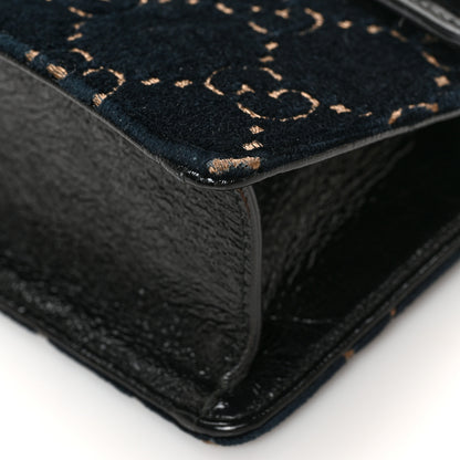 Gucci Velvet Skipper Crystal GG Monogram Small Dionysus Shoulder Bag Blue Beige Black 10 of 10