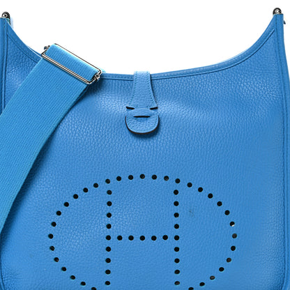 Hermes Taurillon Clemence EVELYNE III PM Bleu Zanzibar 8 of 10