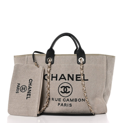 Chanel Mixed Fibers Medium Deauville Tote Beige Black 3 of 10