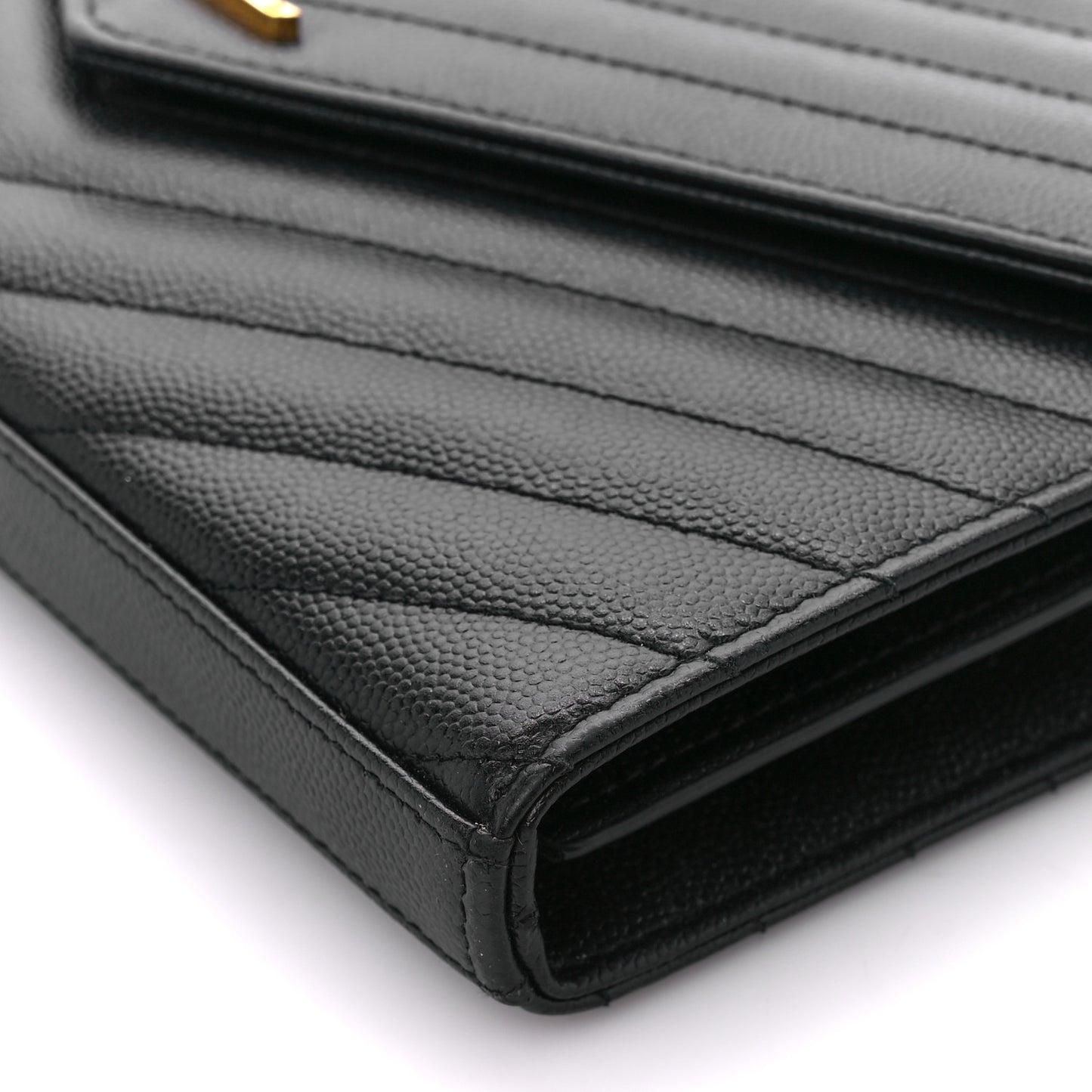 Grain De Poudre Matelasse Chevron Monogram Chain Wallet Black