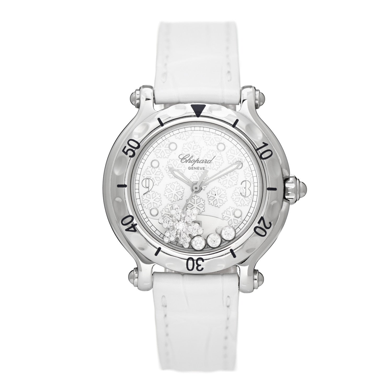 Chopard Stainless Steel Alligator 4 Floating Diamond 38mm Happy Sport Snowflake Watch White 28/8948 1 of 5