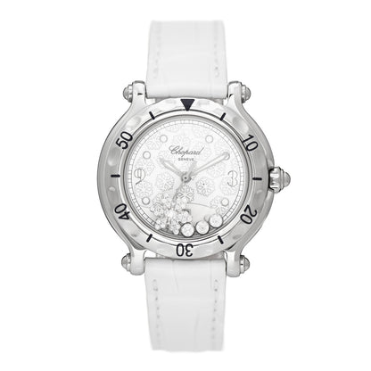 Chopard Stainless Steel Alligator 4 Floating Diamond 38mm Happy Sport Snowflake Watch White 28/8948 1 of 5