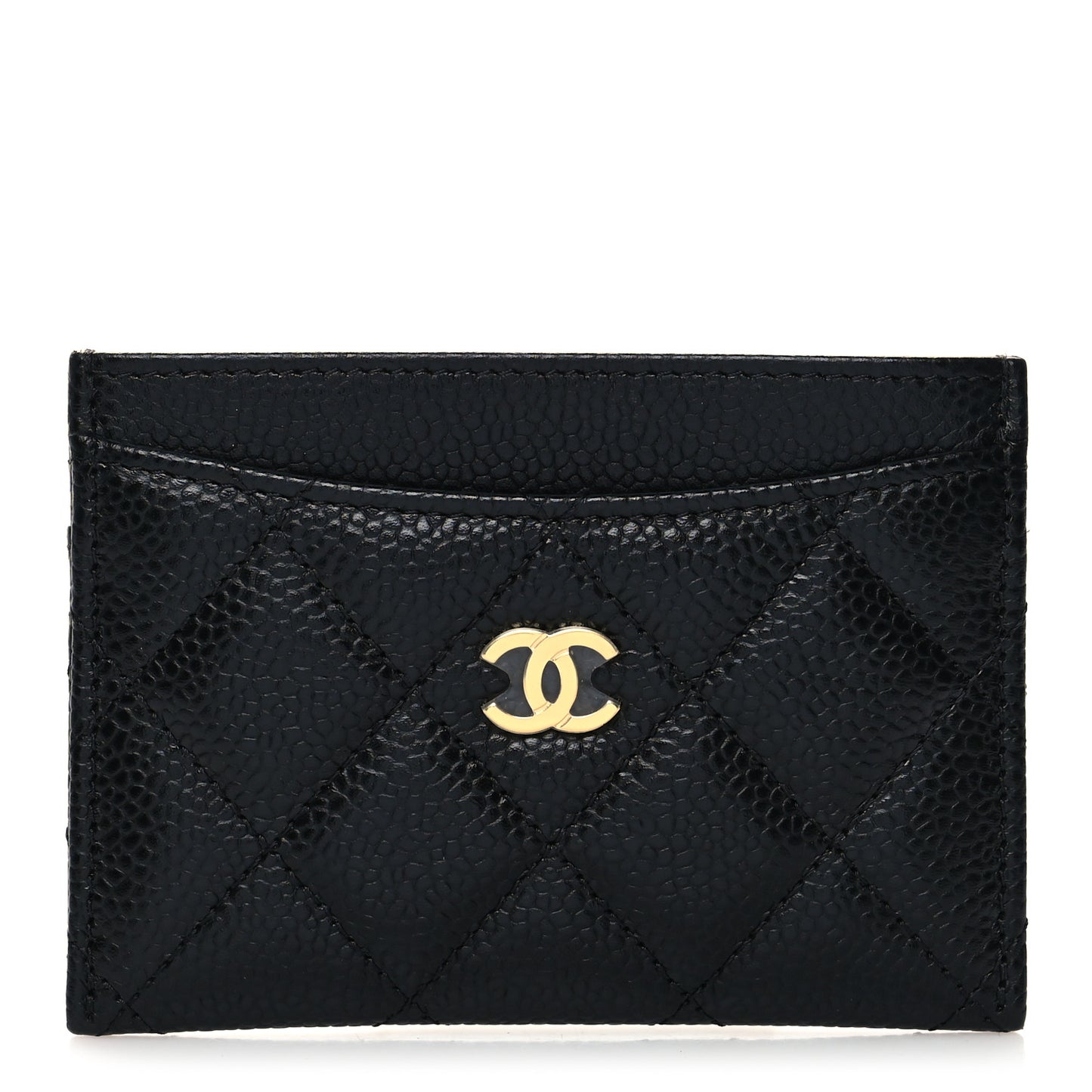 Caviar Quilted Card Holder Black