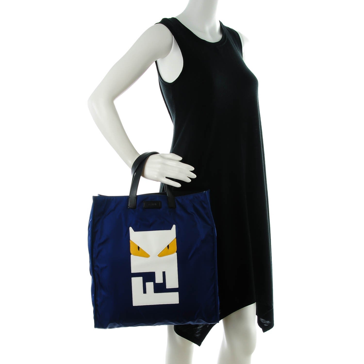 Fendi Nylon Monster Bag Bug Tote Navy 2 of 7