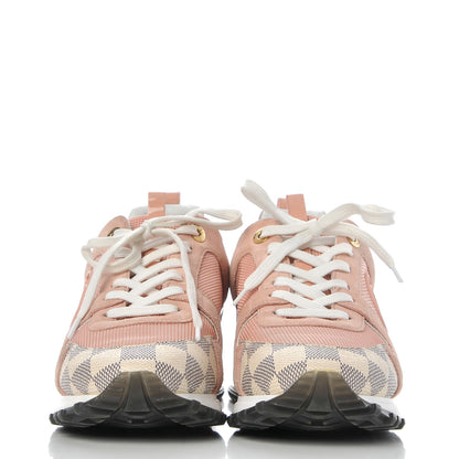 Louis Vuitton Suede Damier Azur Run Away Sneakers 38 Pink 2 of 12