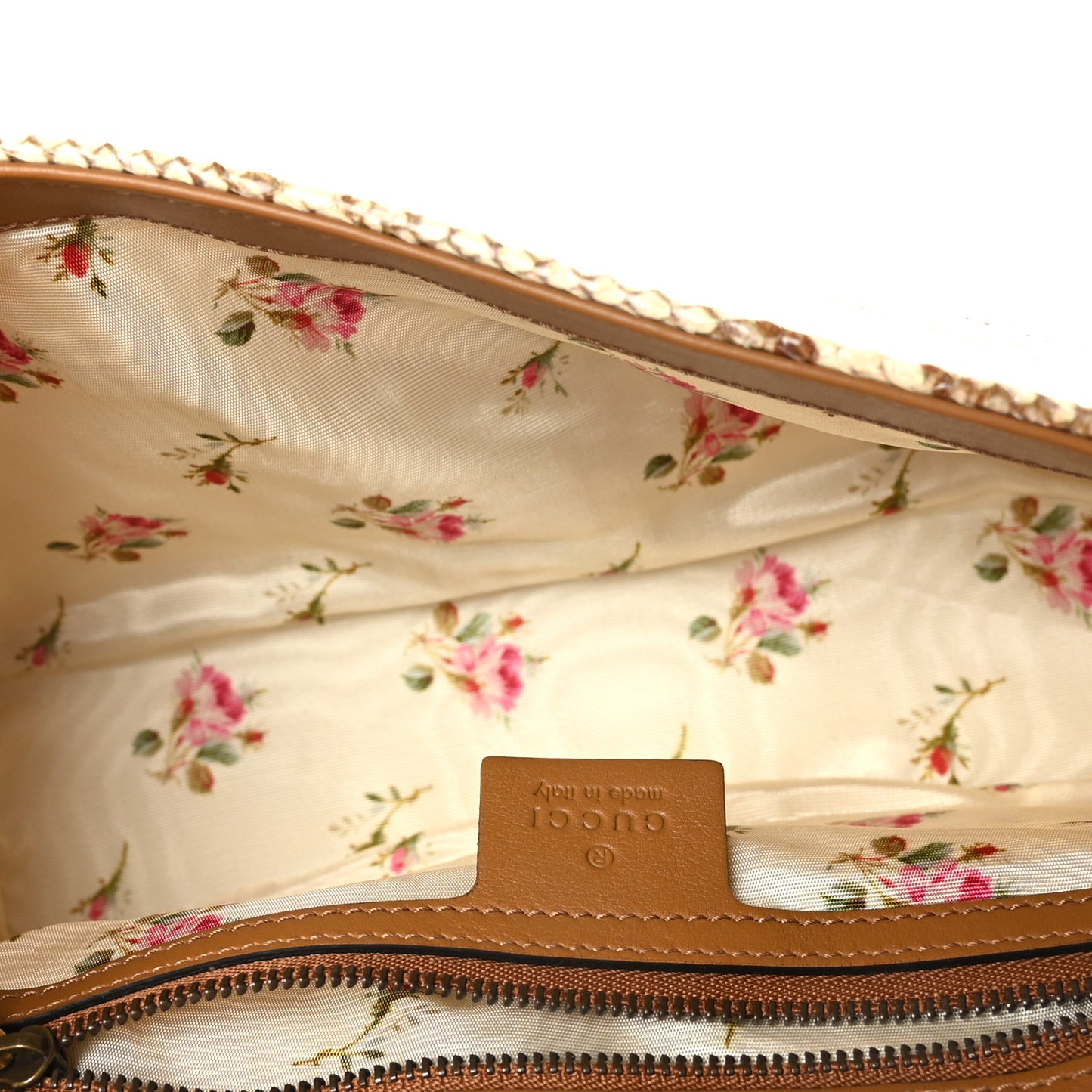 Raffia Elaphe Matelasse Small GG Marmont Shoulder Bag Natural Cream Brown