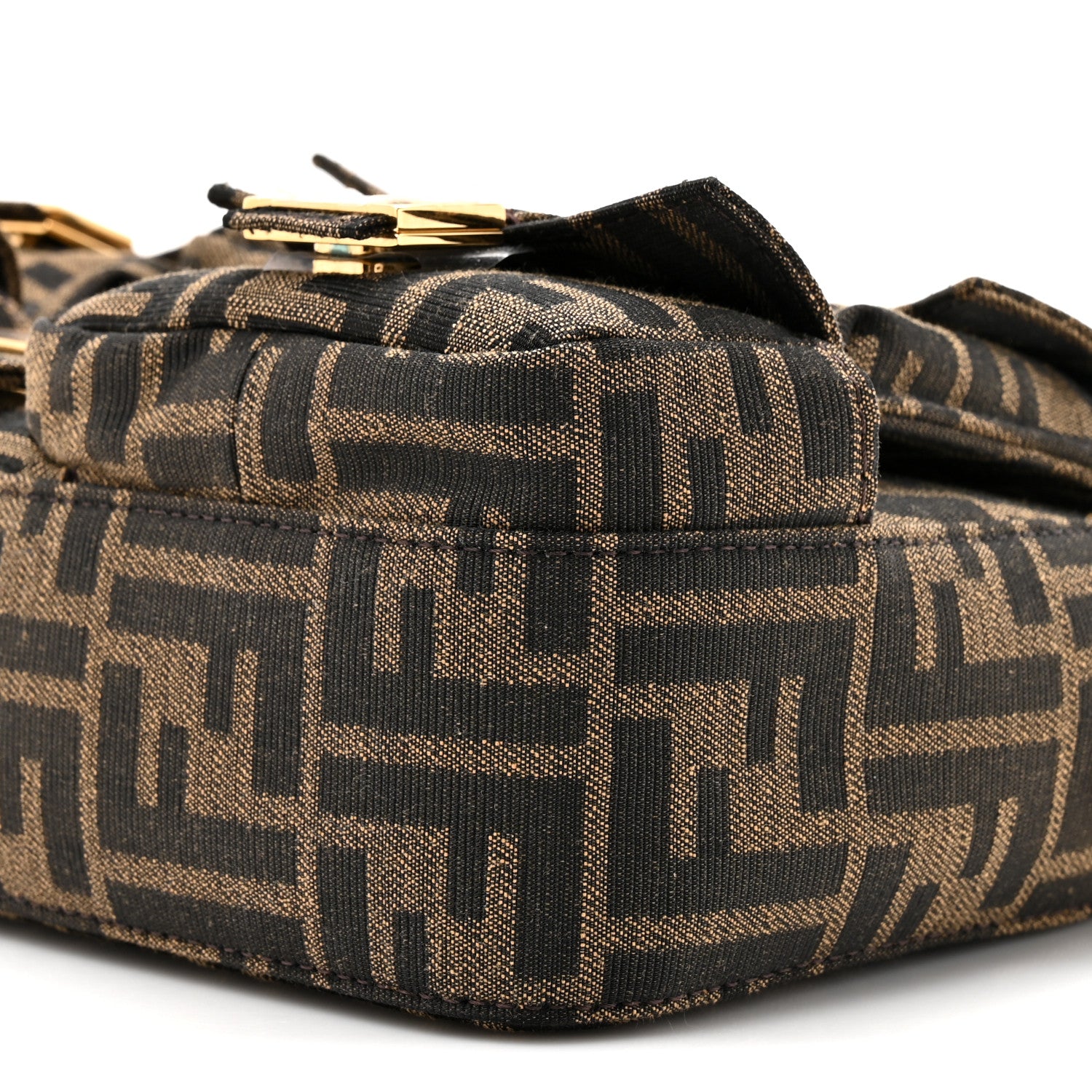 Fendi Fabric Jacquard FF 1974 Multipocket Baguette Tobacco Moro 8 of 10