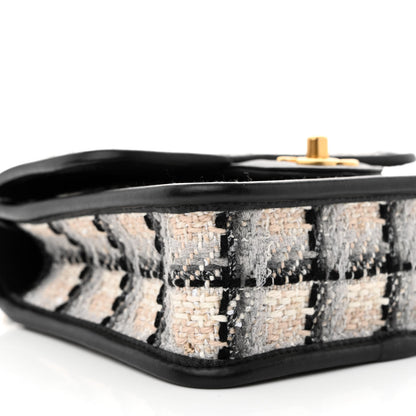 Chanel Tweed Calfskin School Memory Mini Top Handle Flap Ecru Grey Beige Black 9 of 11