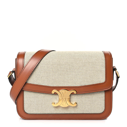 Celine Textile Calfskin Classique Triomphe Bag Natural Tan 1 of 9