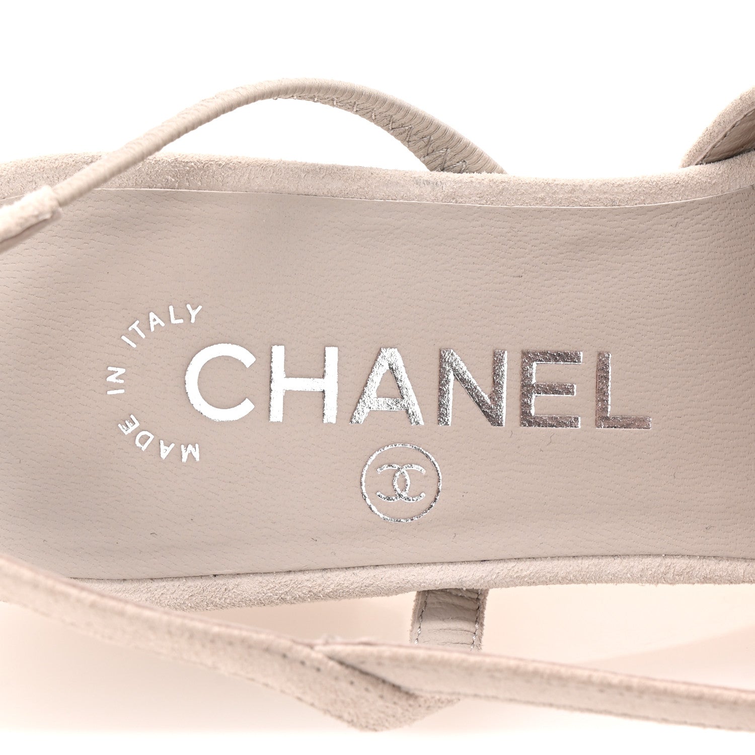 Chanel Suede Cap Toe CC Coco Slingback Pumps 36 Light Grey 8 of 9