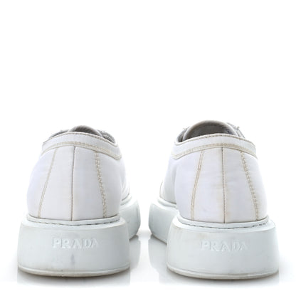 Prada Nylon Gabardine Triangle Logo Platform Sneakers 37 White 6 of 15