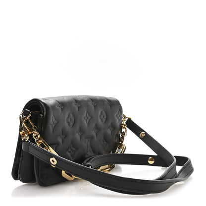Louis Vuitton Lambskin Embossed Monogram Pochette Coussin Crossbody Black 5 of 19