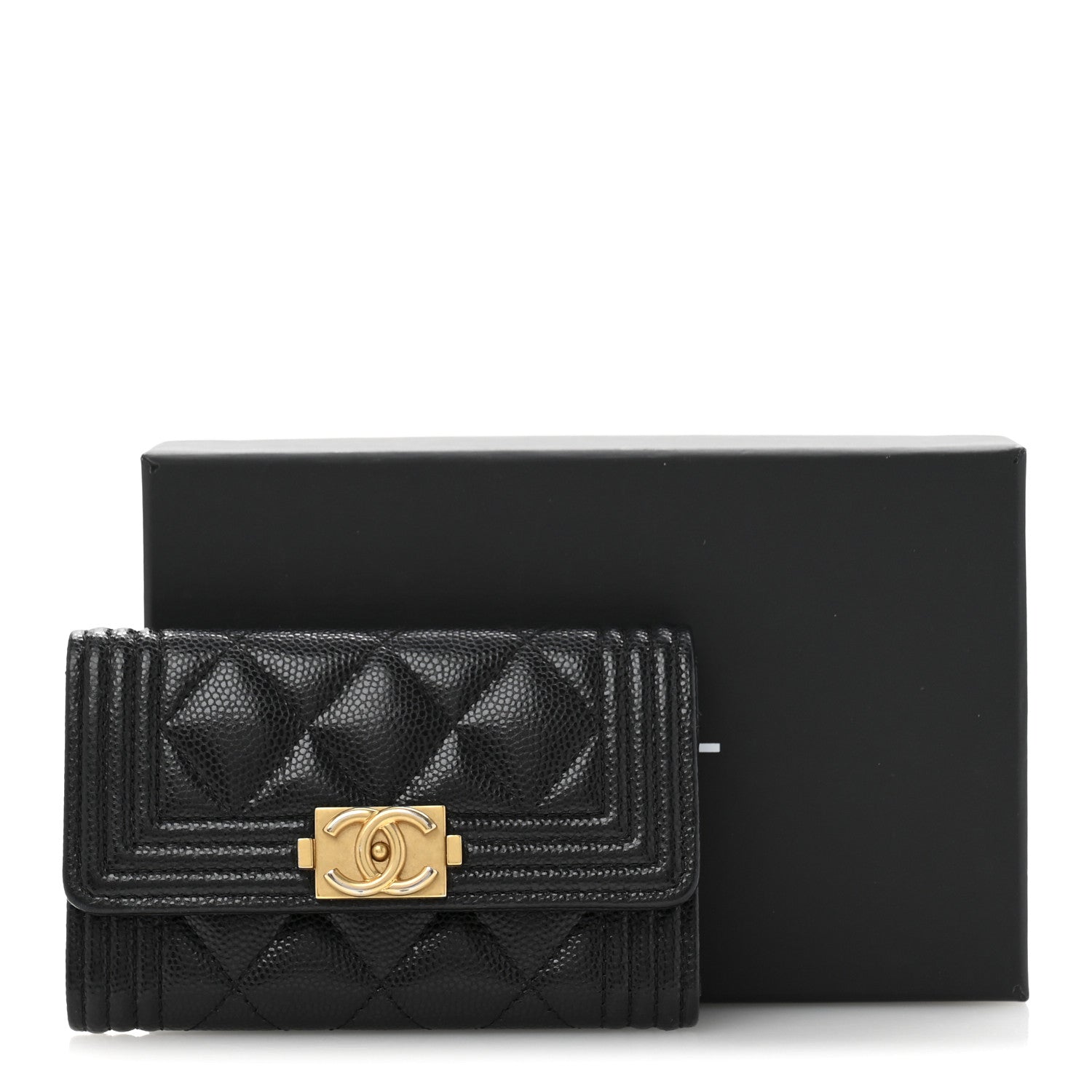Chanel Caviar Quilted Boy Flap Card Holder Black 10 of 10