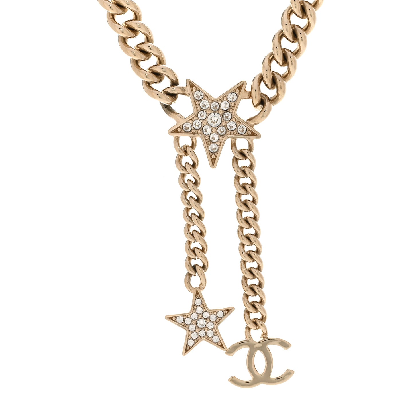 Metal Crystal Chain CC Star Pendant Choker Necklace