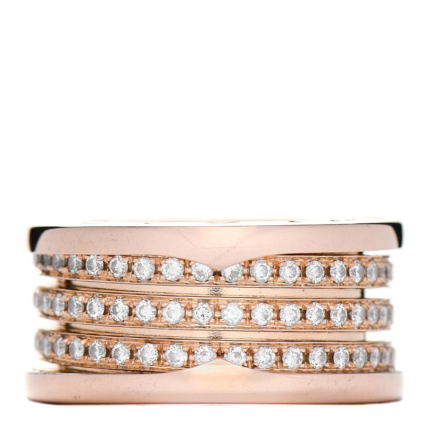 18K Rose Gold Diamond Pave B.Zero1 Four-Band Ring 54 6.75