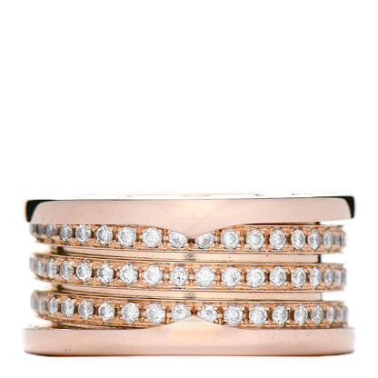 Bulgari 18K Rose Gold Diamond Pave B.Zero1 Four-Band Ring 54 6.75 1 of 6