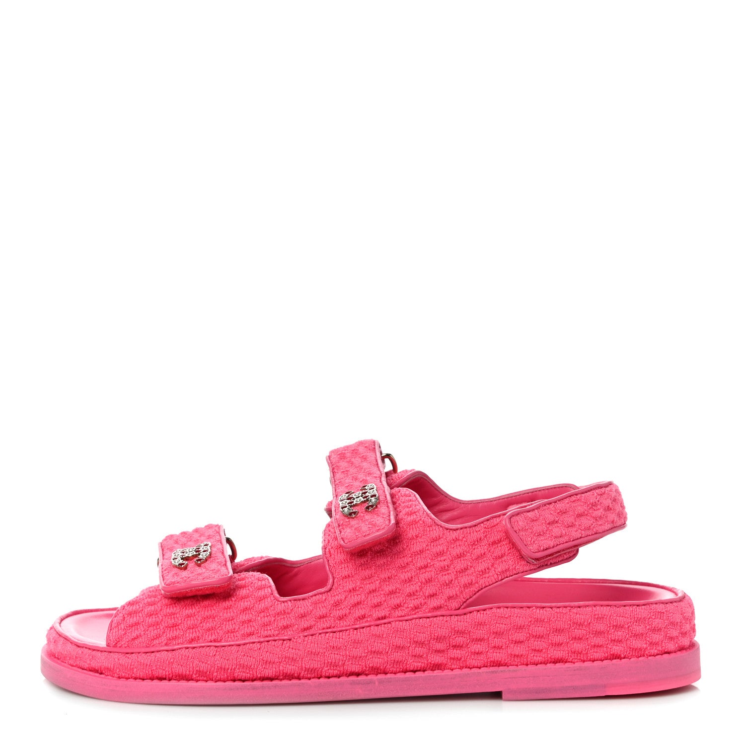 Chanel Knit Fabric Velcro Dad Sandals 40 Pink 1 of 11