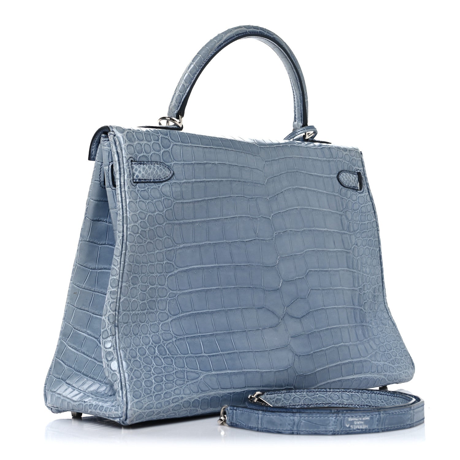 Hermes Matte Porosus Crocodile Kelly 35 Bleu Brighton 3 of 16