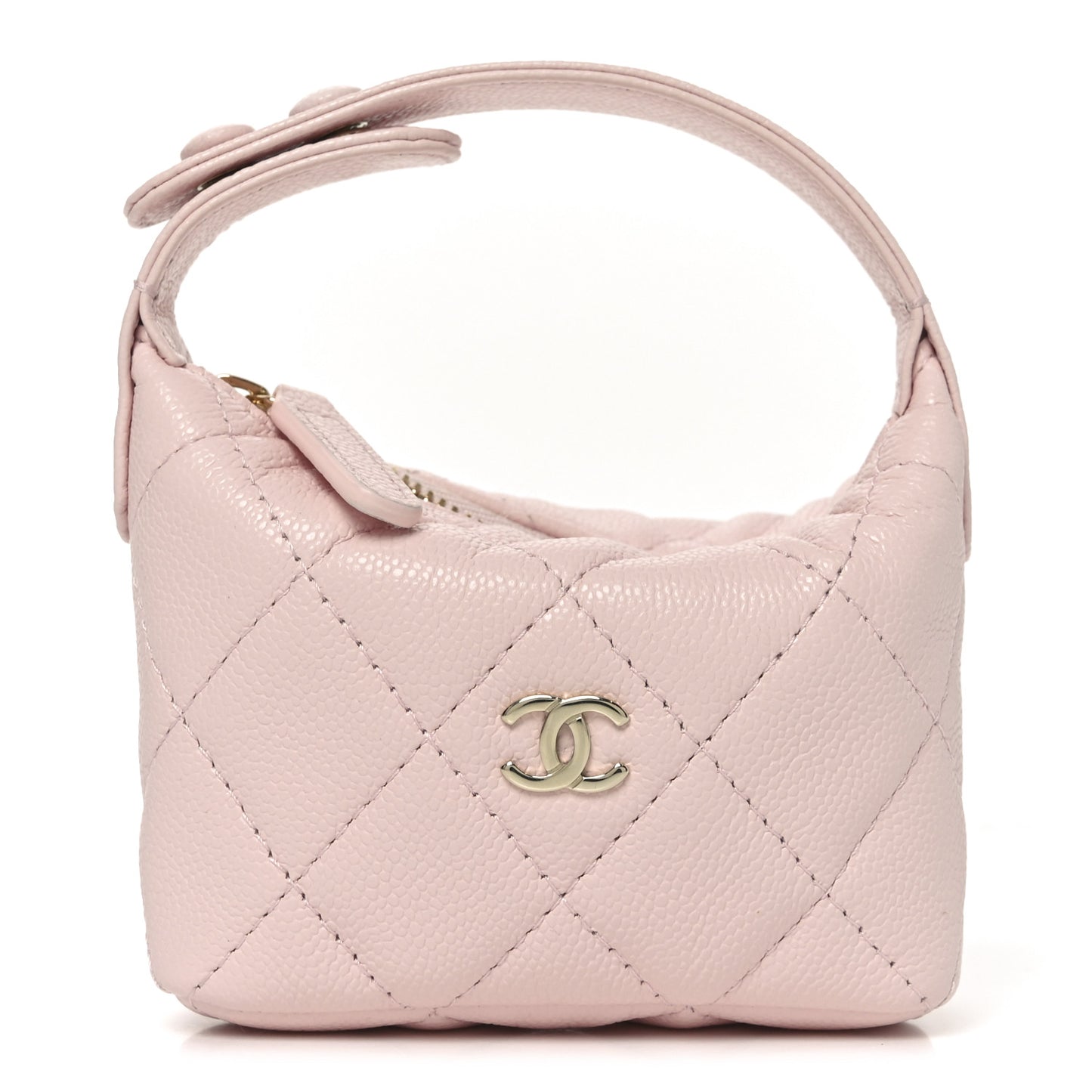 Caviar Quilted Hobo Bag Charm Light Pink