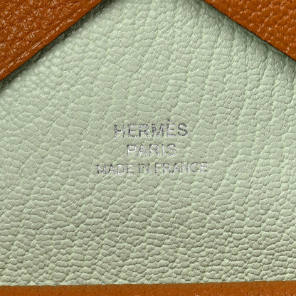 Hermes Chevre Mysore Verso Calvi Duo Card Case Caramel Vert Fizz 6 of 9