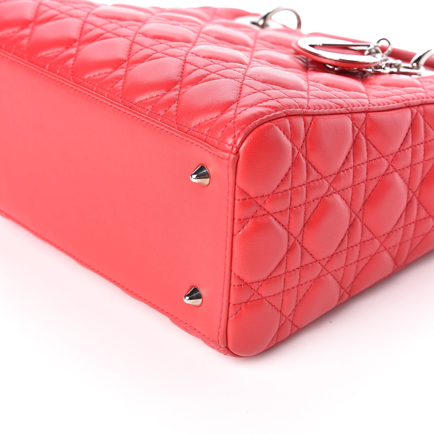 Christian Dior Lambskin Cannage Medium Lady Dior Red 9 of 10