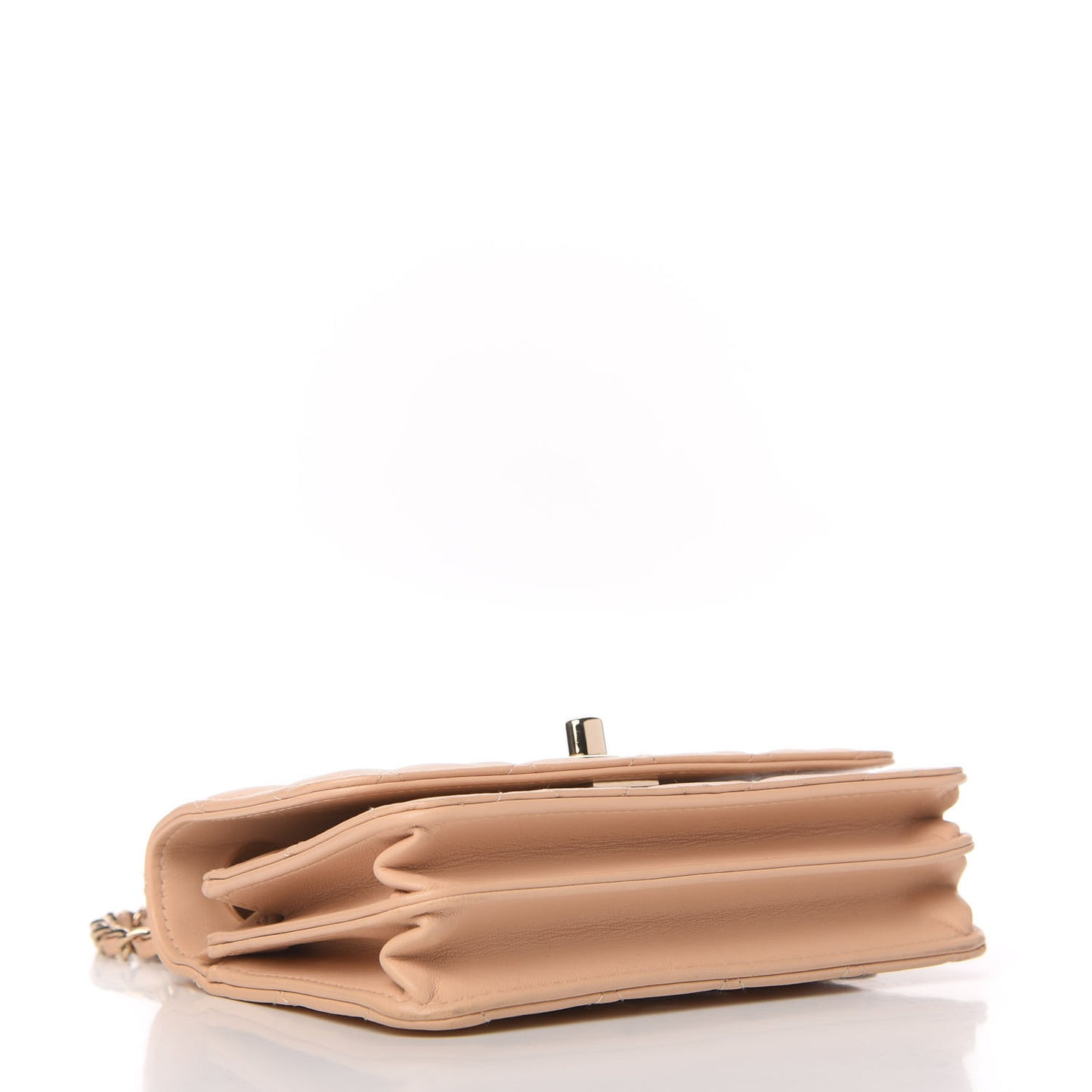Lambskin Quilted Mini Trendy CC Wallet On Chain WOC Beige