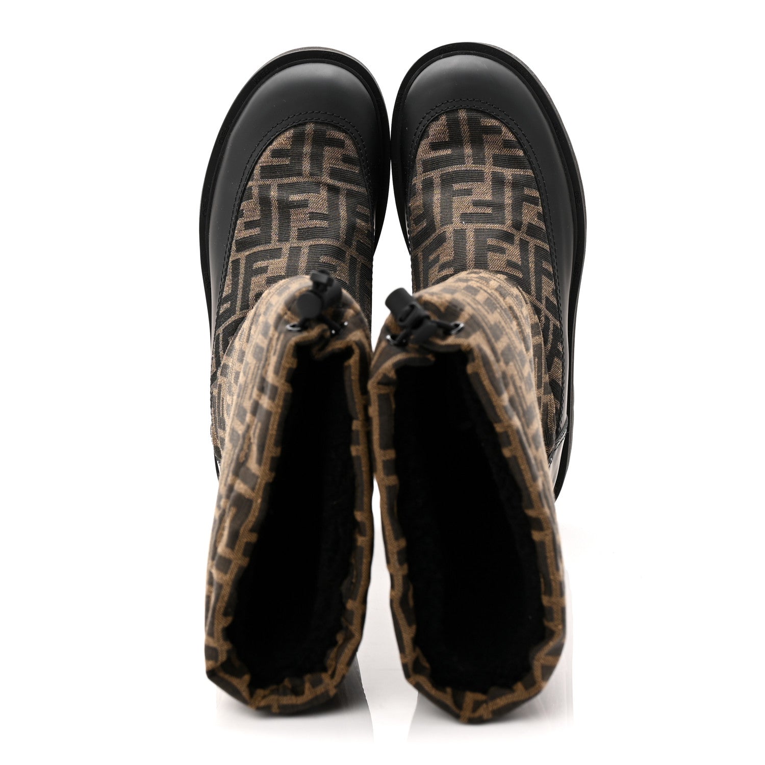 Fendi Nylon Jacquard Vitello FF Ski Boots 39 Tobacco Black 5 of 7