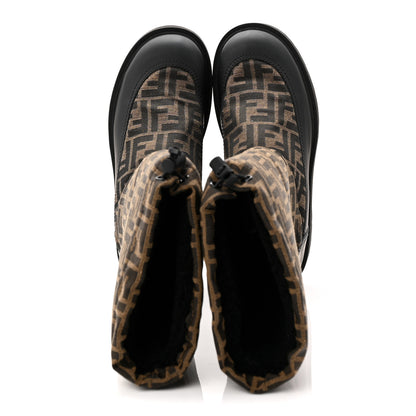 Fendi Nylon Jacquard Vitello FF Ski Boots 39 Tobacco Black 5 of 7