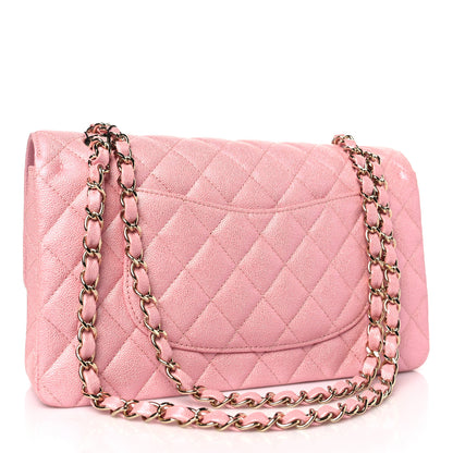 Chanel Iridescent Caviar Quilted Medium Double Flap Rose Pink 4 of 10