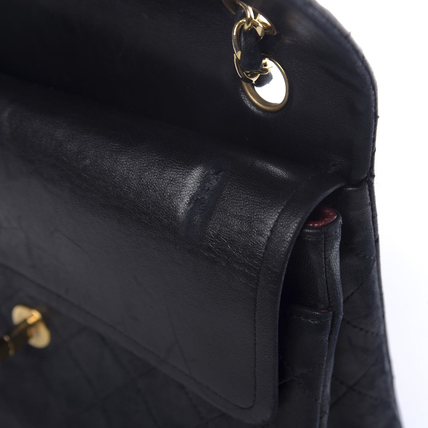 Lambskin Quilted Medium Double Flap Black