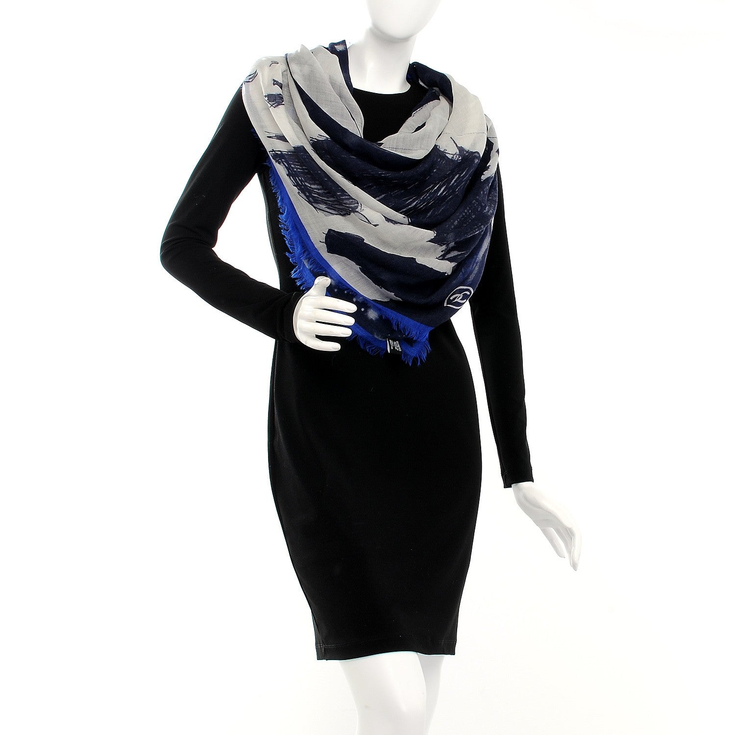 Chanel Cashmere CC Square Scarf Blue 3 of 7
