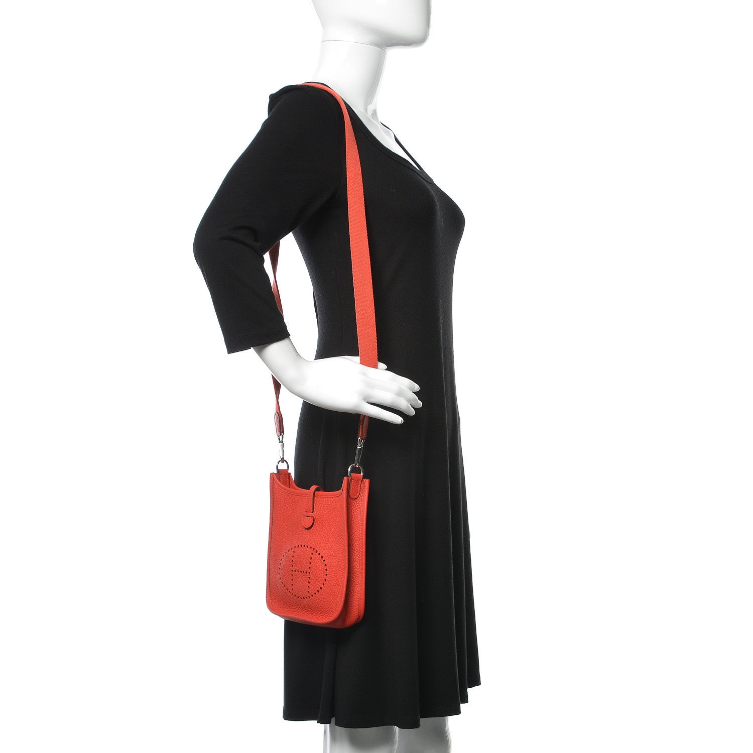 Hermes Taurillon Clemence Evelyne TPM Rouge Tomate 2 of 9