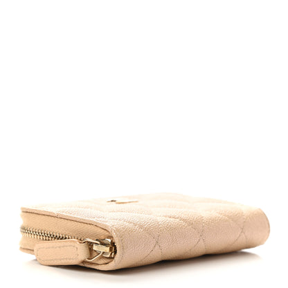 Chanel Iridescent Caviar Quilted Zip Around Coin Purse Beige 4 of 7