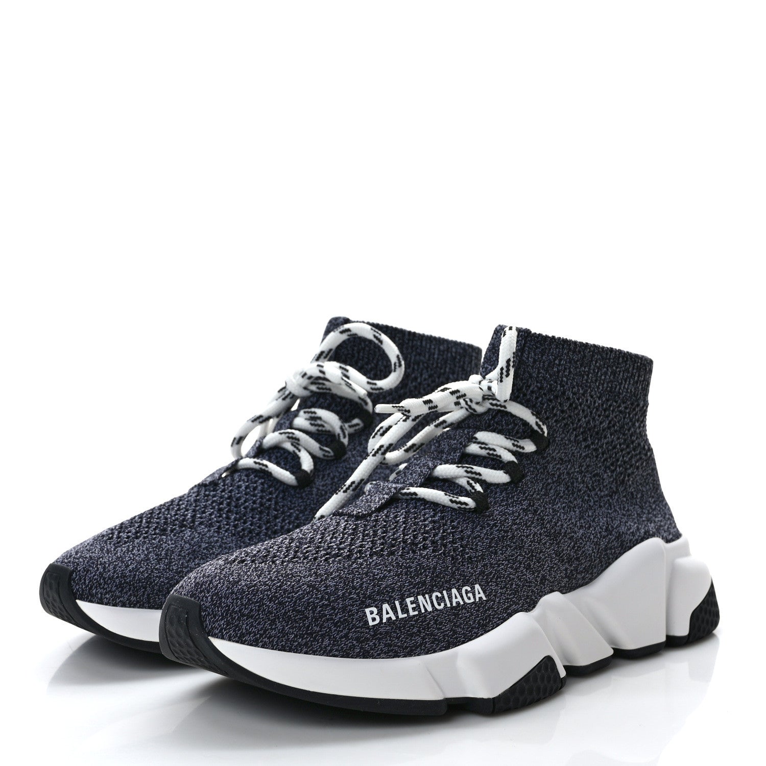 Balenciaga Chine Knit Bi-Color Sole Womens Speed Lace Up Sneakers 37 3 of 8