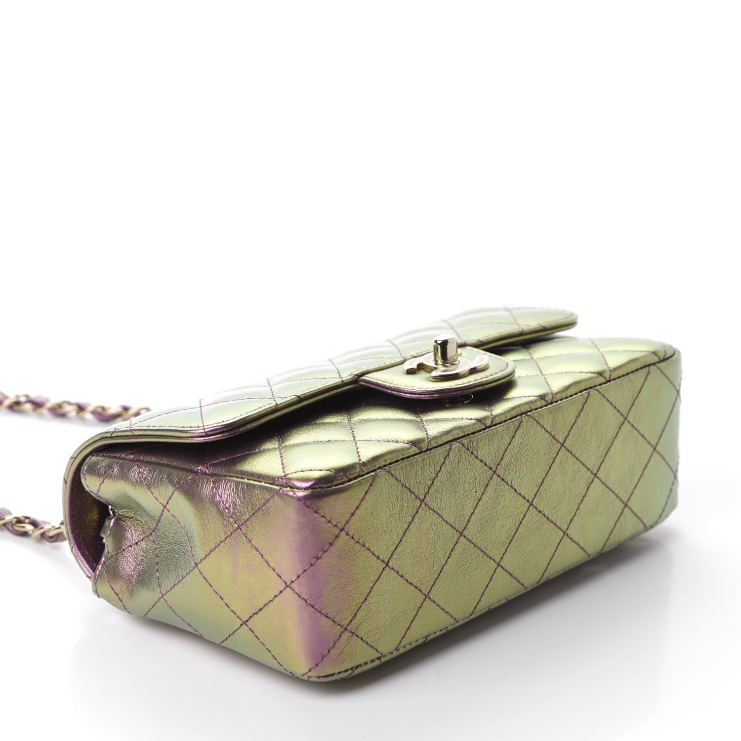 Chanel Iridescent Lambskin Quilted Mini Rectangular Flap Purple 4 of 11