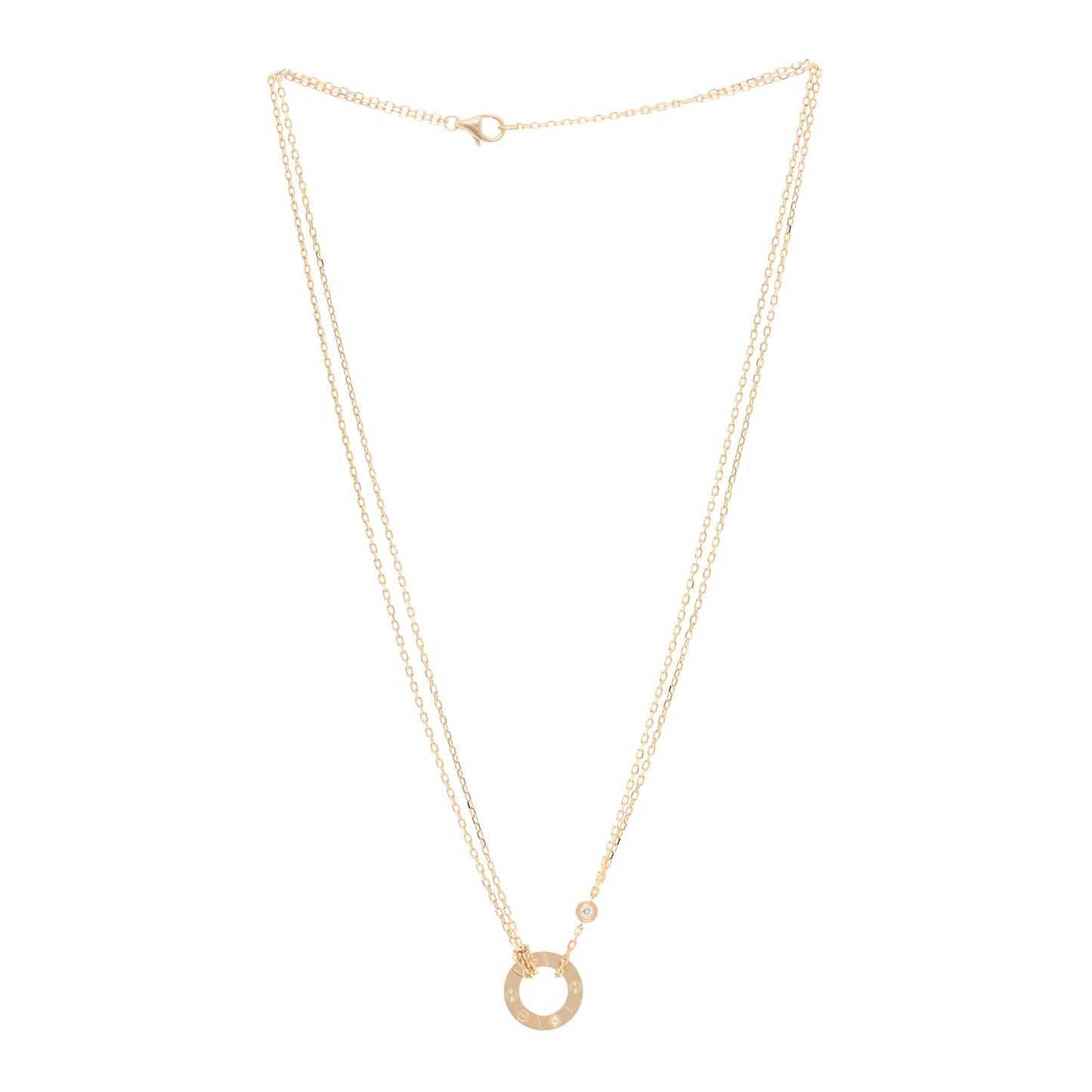 18K Yellow Gold 2 Diamond LOVE Necklace